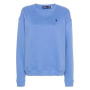 Blå Broderet Sweatshirt Casual Stil