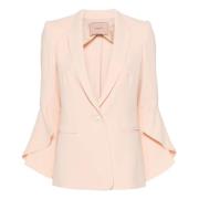 Elegant Blazer i Pink med Flæseærmer