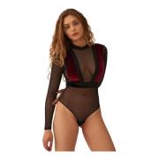 Burgundy Mesh Ærmer Bodysuit