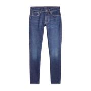 Navy Skinny Jeans med Mid-Rise