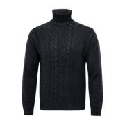 Turtle Neck Strik Sweater Blå Marine