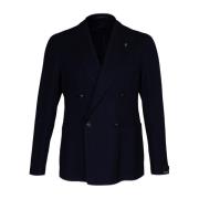 Herre blazer. Dobbeltbrystet model med peak revers. Normal pasform. Lo...