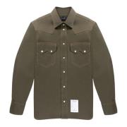 Klassisk Moderne Overshirt Oliven Grøn Bomuld