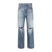 Blå Straight Denim Jeans