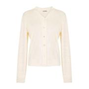 Beige Uld Silke Cardigan