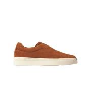 Tan Suede Slip-On Sneakers