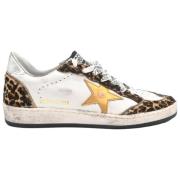 Læder Leo Print Sneakers Hvid Guld