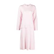 Pink Uld Casual Midi Kjole