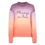 Multifarvet Crew Neck Sweater med Gradient Broderi