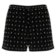 Sort Juvelbroderede Velour Shorts