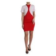 Rød Nylon Bodycon Mini Kjole