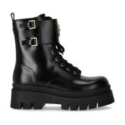 Sort Combat Boot med Gyldent Emblem