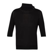 Sort halværmet turtleneck sweater