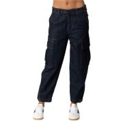 Blå Cargo Jeans med Crop Cut