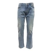 Denim Slim Fit Jeans med Læder Logo