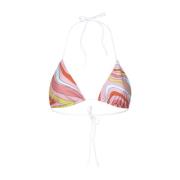 Trekantet Nylon Bikini Top i Pink/Orange