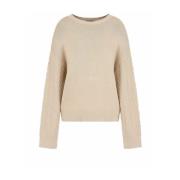 Beige Basic Crewneck Sweater