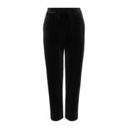 Velour High Waist Trousers Logo Detalje