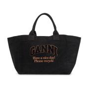 Denim Logo Tote Taske med Broderet Logo