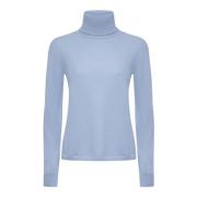 Himmelblå Uld Cashmere Turtleneck Sweater