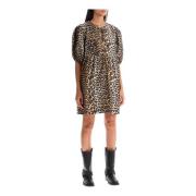 Leopard Print Smocked Skirt Kjole