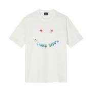 Glad Gradient Print Hvid T-shirt