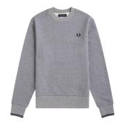 Bomuld crewneck sweatshirt med ribbede manchetter