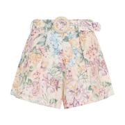 Multifarvet Blomstret Linnedshorts