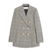 Grå Houndstooth Blazer Italien