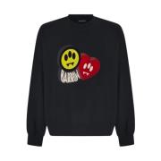 Bomuld Crewneck Sweatshirt med Flock Print