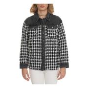 Houndstooth Bluse Jakke med Jeansdetaljer