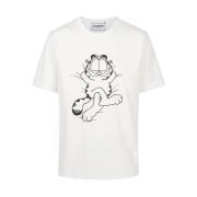 Hvid bomuld jersey T-shirt med Lazy Garfield print