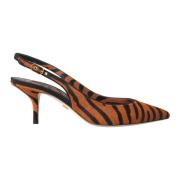 Zebra Print Læder Slingback Sandaler