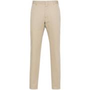 Slim Fit Beige Linnedbomuld Bukser