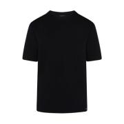 Sort Viskose Crew Neck T-shirt