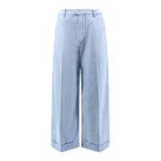 Flared Wide Leg Jeans med Logoed Knapper