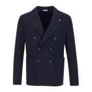 Blå Viskose Blazer Slim Fit