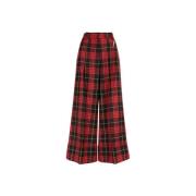 Tartan Wide-Leg Wool Trousers