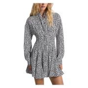 Leopard Print Mini Pleat Shirt Dress