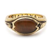 Men's Vintage Gold Oval Signet Ring with Brown Tiger Eye