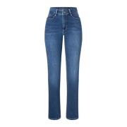 Blå Straight-Leg Jeans med Feminin Silhuet