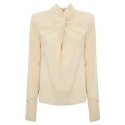 Elegant Twill Cream Bluse