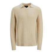 Ribstrikket Polo Langærmet Sweater