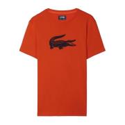 Trykt Logo T-shirt - Orange Rund Hals