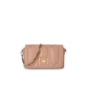 Nude Puffy Crossbody Taske med Gyldne Detaljer