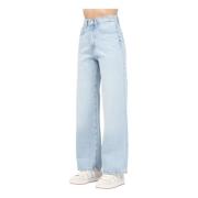 Klar Blå Wide Leg Denim Jeans