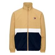 Beige Color Block Bomber Jakke