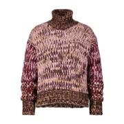 Farverig Chunky Strik Turtleneck Sweater