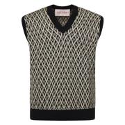 Jacquard Mønster Sweaters Navy Cream