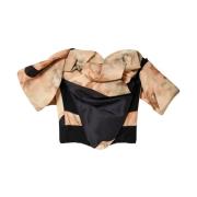 Korsetstil Beige Sweetheart Neck Top